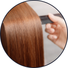 Drawing tool removing shorter hairs from a ponytail